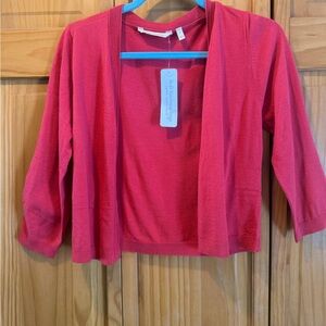 Soft Surroundings Raspberry Open-Front Cardigan